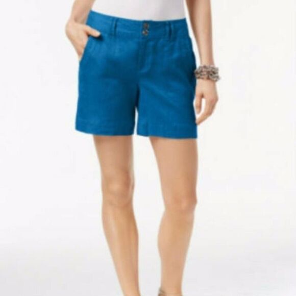 INC CARIBE BLUE REGULAR FIT LINEN CARGO CASUAL COLOFUL SUMMER SHORTS 16 NWT - Picture 1 of 3